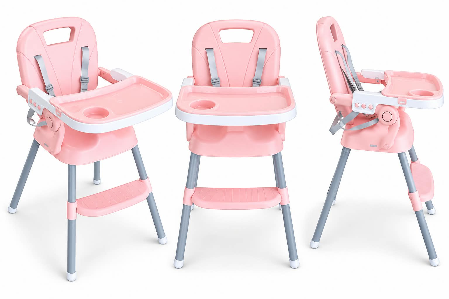 Pink Feeding Chair available, adjustable and strong